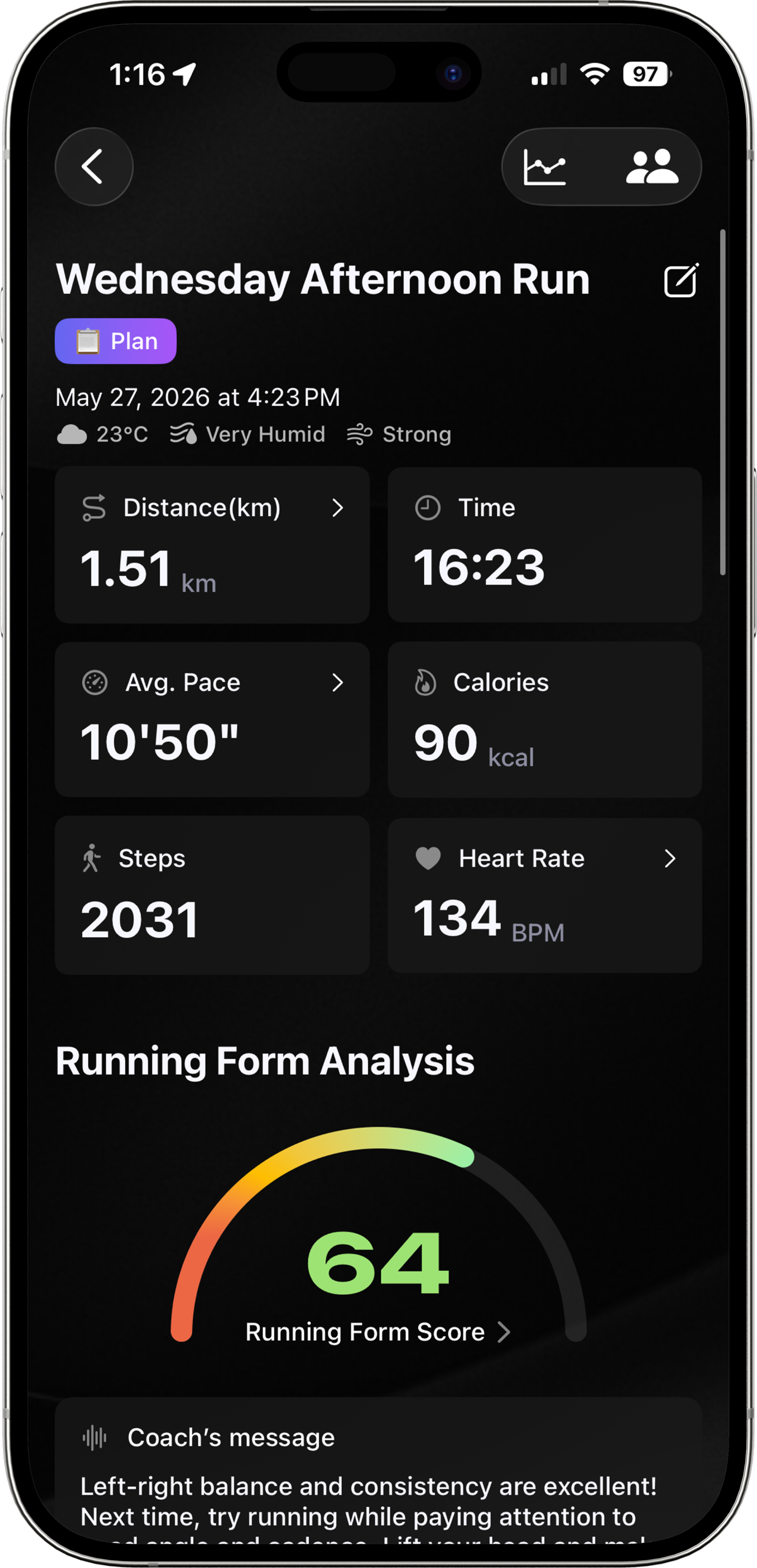 Run summary view